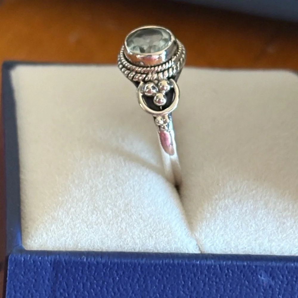 Genuine Natural Blue Topaz Round Solitaire Ring Sterling Silver Size 7